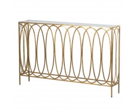 Luxusní Art-deco konzola Holo se zlatou geometrickou konstrukcí 122cm