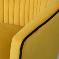Stylové retro křeslo Carlen s výrazným žlutým sametovým potahem as kovovou konstrukcí v černém provedení 78cm