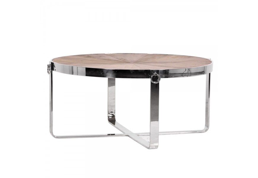 Luxusní chromový konferenční stolek Houston kruhového tvaru 101cm