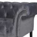Luxusní šedá Chesterfield sedačka Bronx v sametovém potahu s černými dřevěnými nohami 225cm