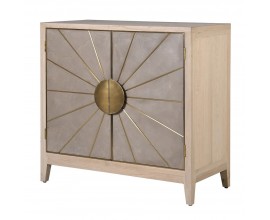 Luxusní art-deco příborník Sunrise z masivního dřeva se zlatými prvky 102cm