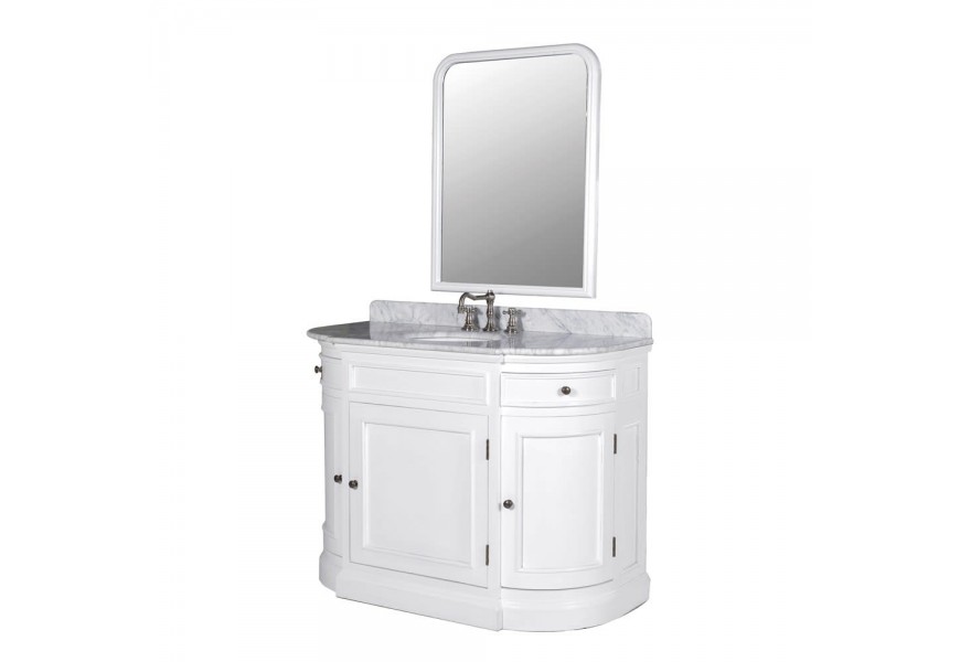 Luxusní zaoblená bílá koupelnová sestava Vilches s umyvadlem se zrcadlem 116cm