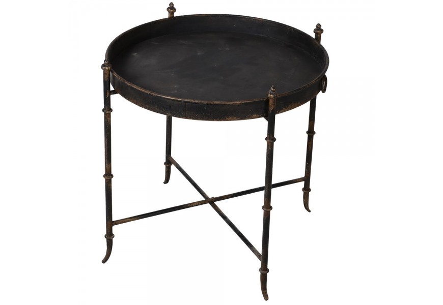 Designový kovový kulatý příruční stolek Adamuz černé barvy 85cm