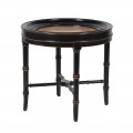 Koloniální kulatý příruční stolek Savannah 60cm z masivu v černé barvě