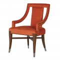 Luxusní sametová jídelní židle Dervis v oranžové barvě as nohami z dřeva 92cm