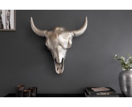 Designový nástěnná dekorace lebka stříbrné barvy 60cm