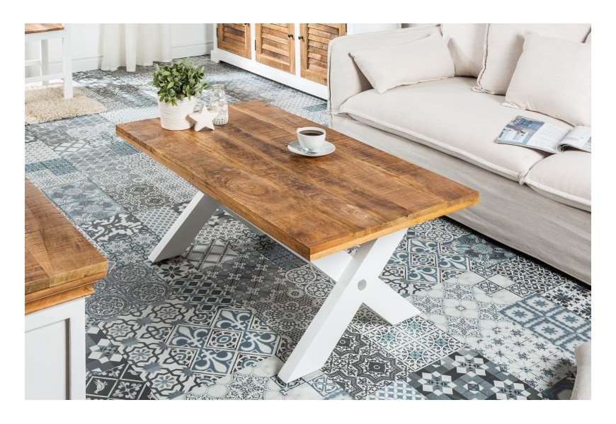 Jedinečn&yacute; masivn&iacute; konferenčn&iacute; stolek Frida Blanca 110cm hněd&yacute;