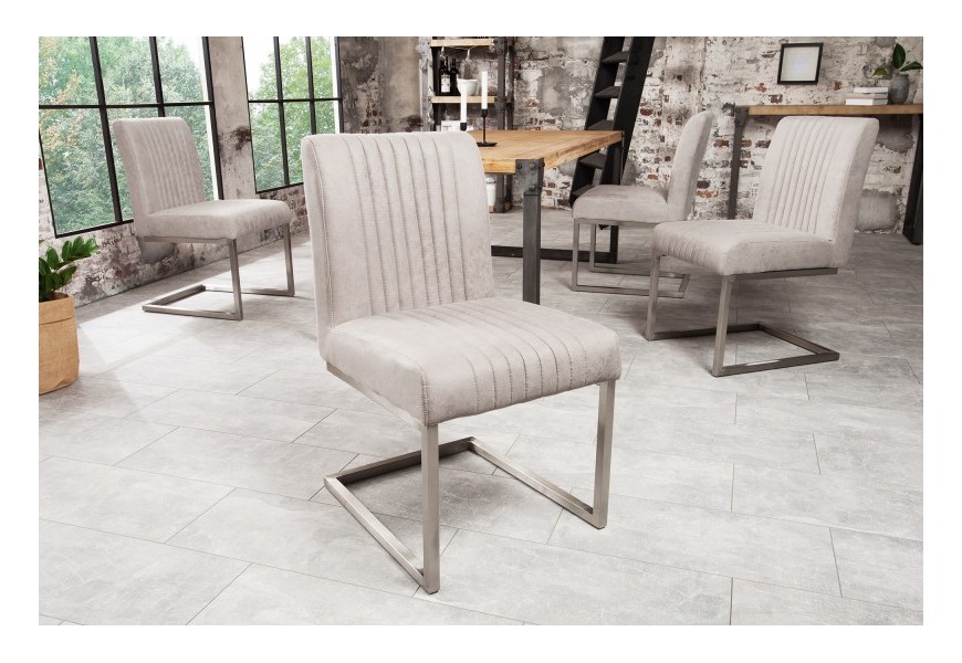Industriální jídelní židle inspirativní 57cm šedým potahem