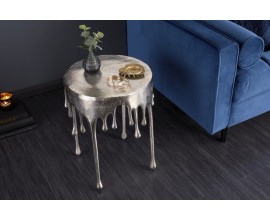Art-deco jedinečný příruční stolek Bellair ve stříbrné barvě kulatého tvaru 37cm