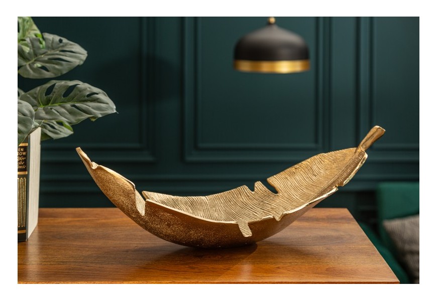 Art-deco dekoračn&iacute; m&iacute;sa Oxnard v designov&eacute;m tvaru listu s flor&aacute;ln&iacute;m motivem 62cm
