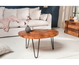 Industriální kulatý konferenční stolek Murrieta 70cm z teakového dřeva