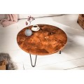 Industriální kulatý konferenční stolek Murrieta 70cm z teakového dřeva