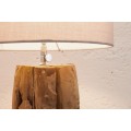 Koloniální dřevěná stolní lampa Pole II s polohovatelným lněným stínítkem v naturální bílé barvě 59-70cm