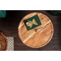 Art-deco kruhov&yacute; př&iacute;ručn&iacute; stolek Gedling z masivn&iacute;ho ak&aacute;tov&eacute;ho dřeva se zlat&yacute;m &uacute;chytem 41cm