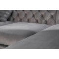 Chesterfield sedačka Modern Barock v &scaron;ed&eacute;m sametov&eacute;m potahu se stř&iacute;brn&yacute;mi nohami 275cm