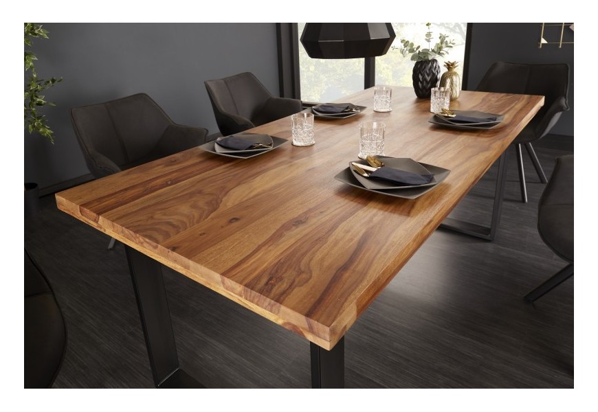 Industriální jídelní stůl Steele Craft z masivního palisandrového dřeva s černými nohama 160cm