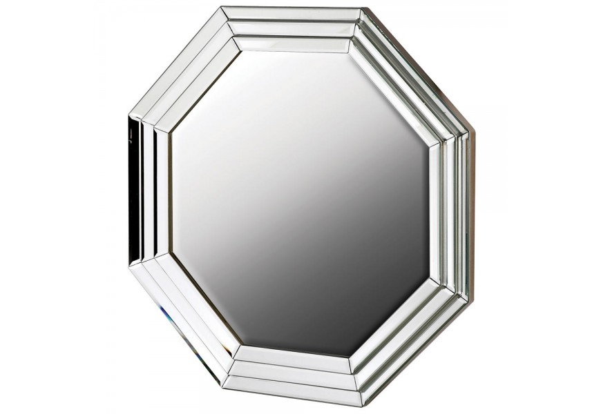 Designové osmiúhelníkové nástěnné zrcadlo Octagon v rámu stříbrné barvy 76cm