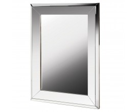 Art-deco luxusní obdélníkové nástěnné zrcadlo Conil ve velkém rámu stříbrné barvy 103cm