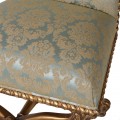 Barokní luxusní jídelní židle Roi Gilt s ornamentálním potahem v béžových odstínech se zlatými nohami 107cm