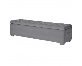Chesterfield luxusní šedý dlouhý taburet před postel Guadisa s úložným prostorem 159cm