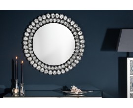 Kruhové závěsné zrcadlo Plockton s diamantovým rámem ve tvaru slz 80cm