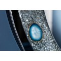 Luxusní kulaté nástěnné zrcadlo Roodwuk s krystaly a modrým achátem 100cm
