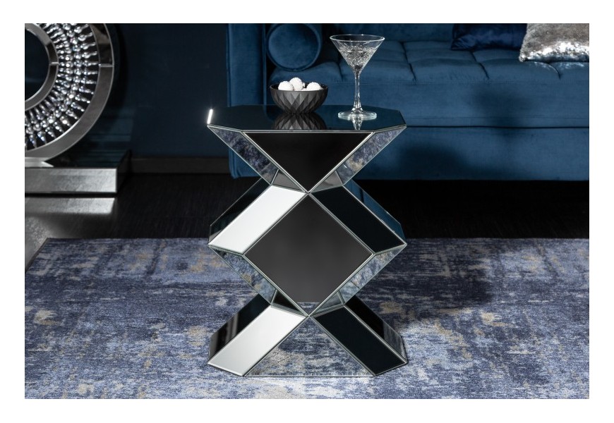Zrcadlový geometrický příruční stolek Badarcho 51cm