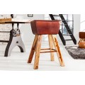 Venkovská barová židle Ardmair z masivního dřeva a pravé kůže 75cm