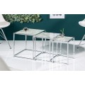 Designový set tří chromových příručních stolků Elements s mramorovou deskou 40cm