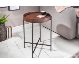 Industriální moderní příruční stolek Elements s odnímatelnou hnědou povrchovou deskou 55cm