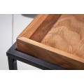 Industriální designový čtvereční příruční stolek Elements s odnímatelnou hnědou povrchovou deskou 50cm
