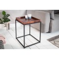 Industriální stylový čtvercový příruční stolek Elements s odnímatelnou tmavohnědou povrchovou deskou 50cm
