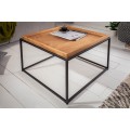 Industriální vkusný čtvercový konferenční stolek Elements s odnímatelnou dřevěnou povrchovou deskou