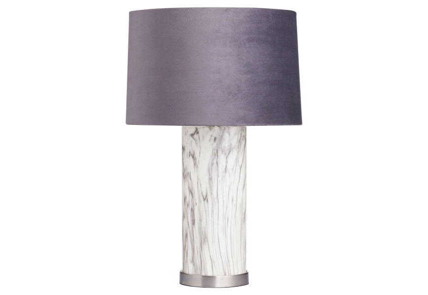 Art-deco luxusní vysoká stolní lampa Arigentte s podstavcem s mramorovým vzhledem 65cm