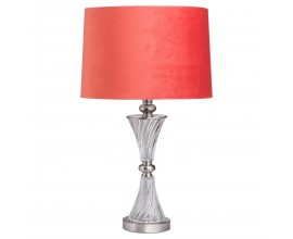 Art-deco luxusní stolní lampa Corallo se sametovým stínítkem korálové barvy 65 cm