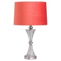 Art-deco luxusní stolní lampa Corallo se sametovým stínítkem korálové barvy 65 cm