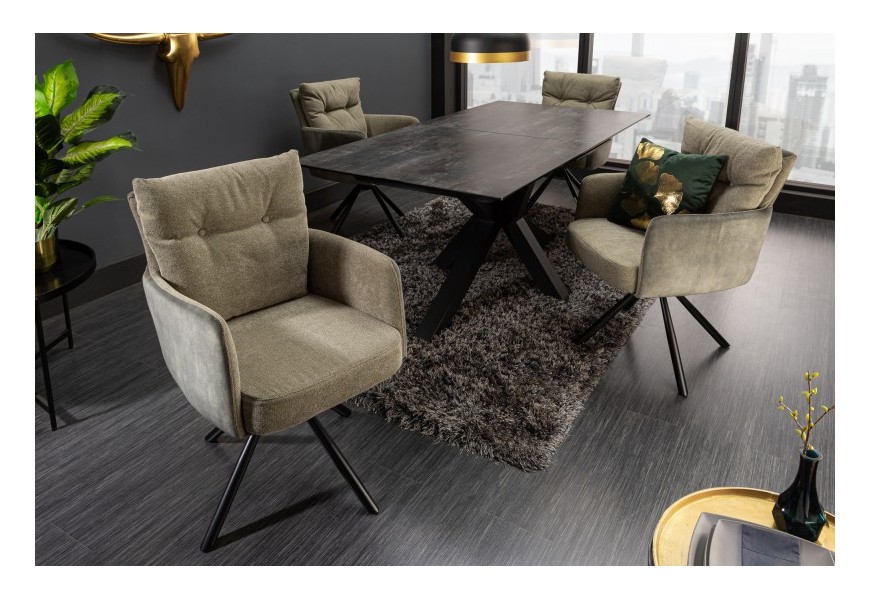 Modern&iacute; otočn&aacute; j&iacute;deln&iacute; židle Laggan v zelenohněd&eacute; potahu 90cm