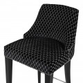 Barokní barová židle Selman v černém potahu se vzorem a stříbrnými prvky 110cm