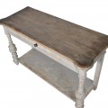 Vintage konzolový stolek Frezala z masivního dřeva se zásuvkou a poličkou 140cm