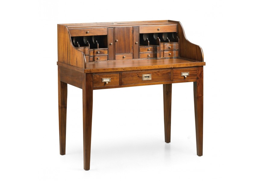 Koloniální luxusní psací stůl se sekretářem Flamingo z masivního mahagonového dřeva 106cm