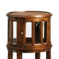 Koloniální kruhový příruční stolek Flamingo z masivního mahagonového dřeva 50cm