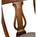 Rustikální luxusní židle M-VINTAGE z masivu hnědé barvy s béžovým potahem 90cm