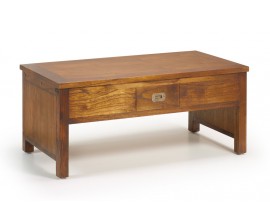 Masivní stylový konferenční stolek Star ze dřeva Mindi s vyklápěcí deskou a zásuvkou 110cm