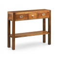 Dřevená stylový konzolový stolek Star se třemi zásuvkami hnědé barvy 96cm