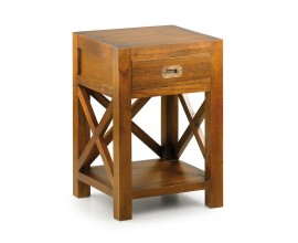 Masivní stylový noční stolek Star ze dřeva Mindi hnědé barvy se zásuvkou 60cm