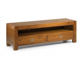 Designový TV stolek z masivního dřeva Star se dvěma zásuvkami a poličkou 130cm