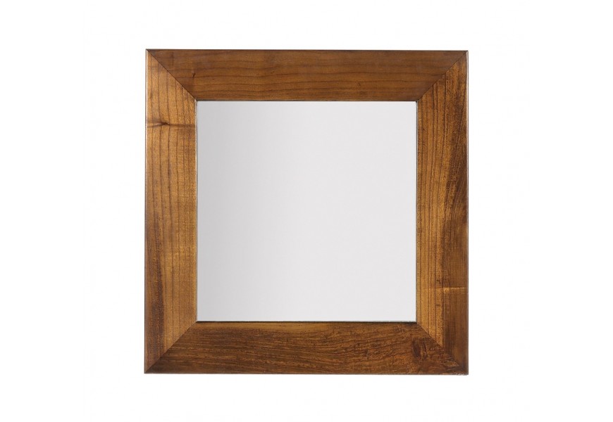 Luxusní čtvercové závěsné zrcadlo Star s dřevěným rámem 80cm