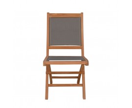 Masivní zahradní židle Jardin z teakového dřeva s šedým potahem 90cm
