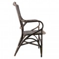Venkovská stylová židle Rattan z přírodního ratanového dřeva v šedé barvě s područkami 100cm