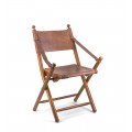 Luxusní skládací židle Tarlton z kůže a dřeva Poly piel